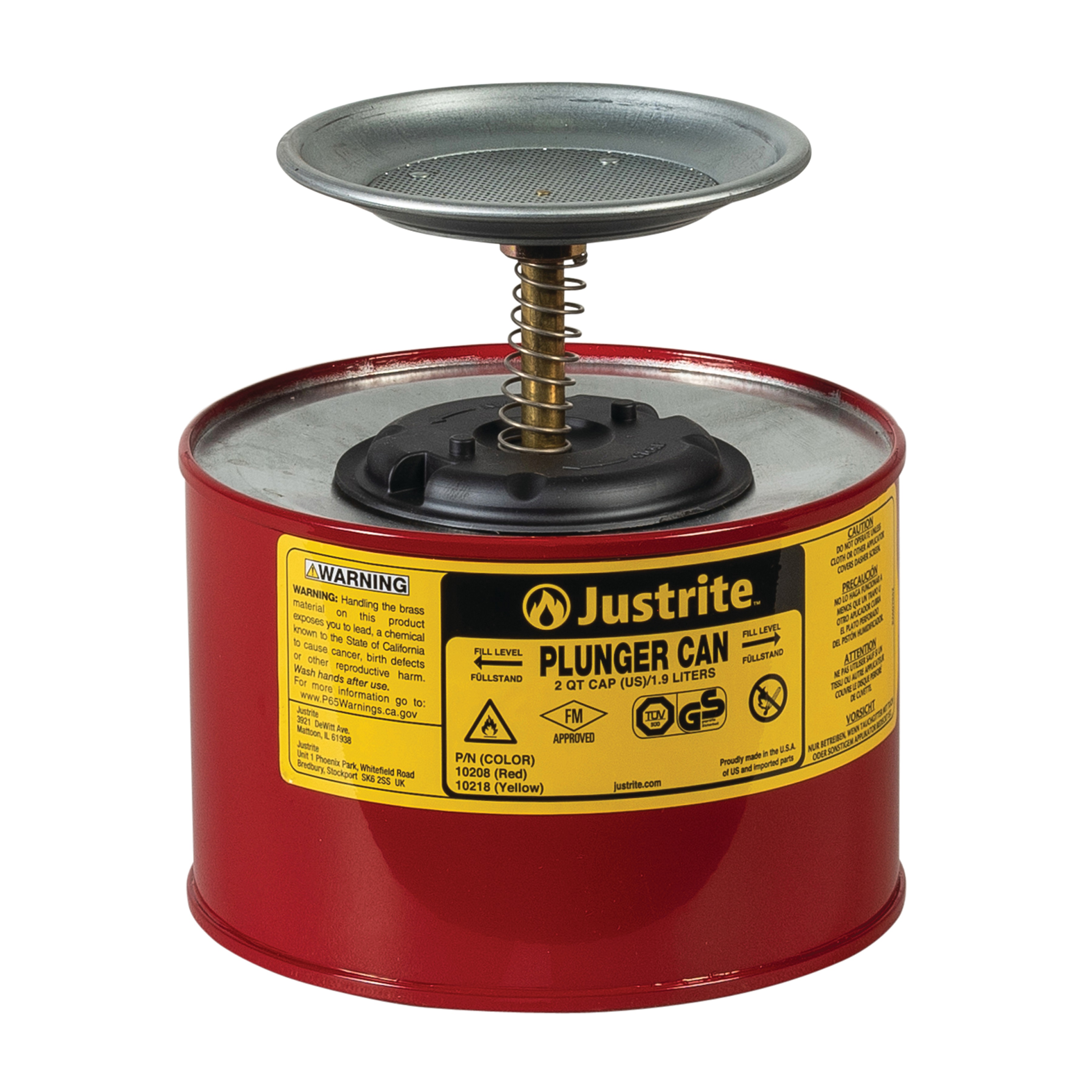 Justrite Safety Plunger Cans - Red