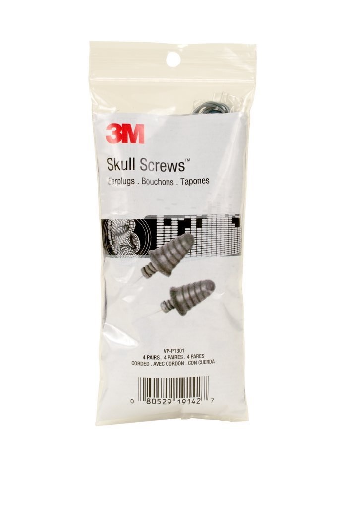 EARPLUGS, SKULL SCREW 4 PAIR PER CORDED VEND P