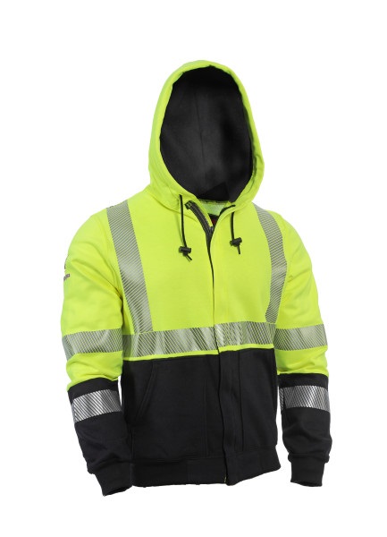 DRIFIRE FR Hi-Vis Hybrid Zip Hoodie, Class 3, Yellow/Black