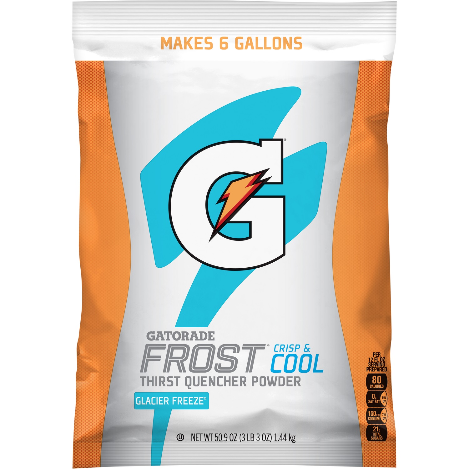 GATORADE, INSTANT POWDER, GLACIER FREEZE, 51OZ PACK, 14/CS
