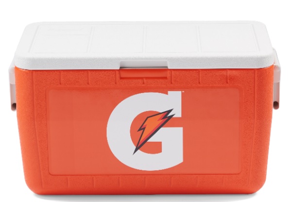 GATORADE COOLER, 48 QUART CAPACITY, ORANGE CHEST