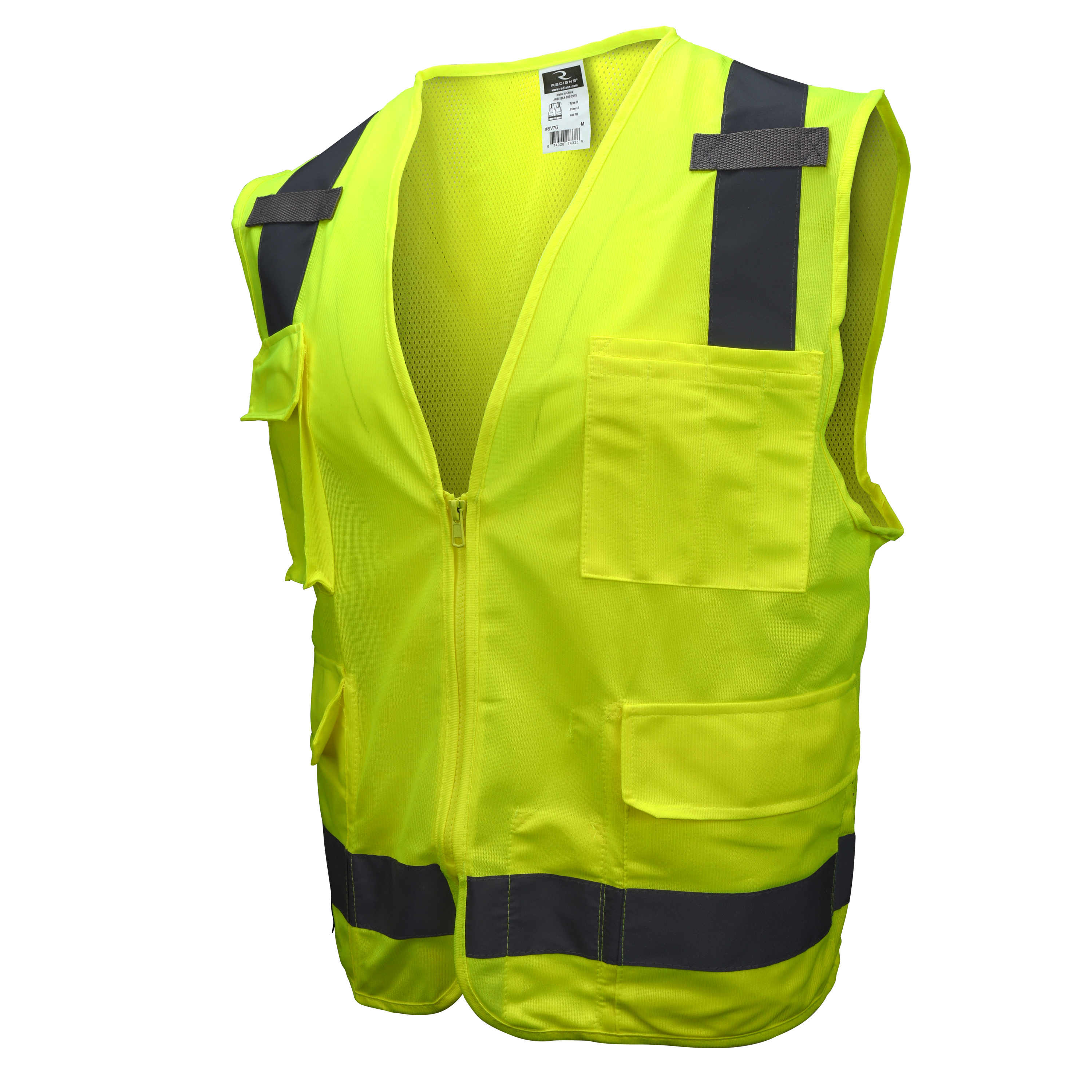 SV7 Surveyor Type R Class 2 Solid/Mesh Safety Vest - Green - Size L